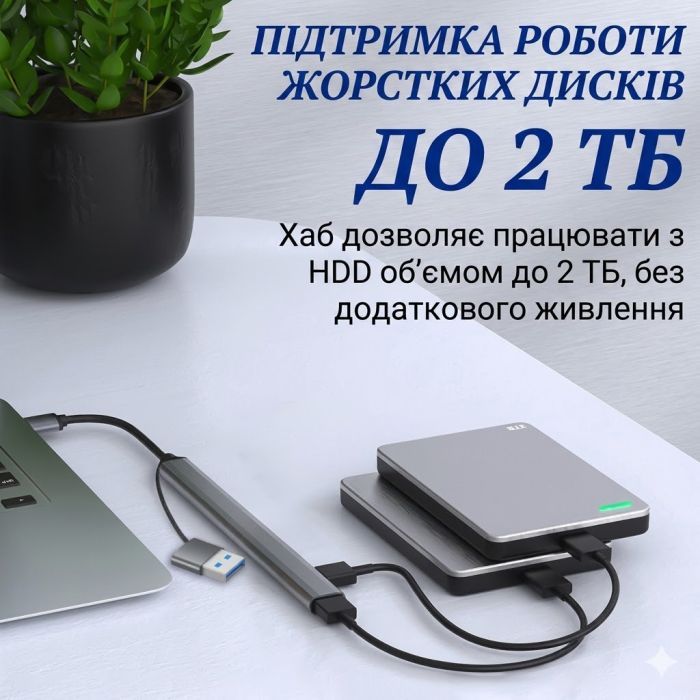 Концентратор Dynamode USB-C + UAB-A to 1xUSB 3.0 + 6xUSB 2.0 gray (DM-UH-701AC) зображення 7