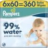 Детские влажные салфетки Pampers 99 Water 60 шт х 6 пачок (360 шт) (8006530116596)