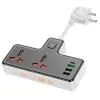 Сетевой фильтр питания HOCO AC12A, 2 роз, 3 USB. USB-C, 30W, 1м, Black (AC12AB) изображение 2