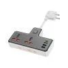 Сетевой фильтр питания HOCO AC12A, 2 роз, 3 USB. USB-C, 30W, 1м, Black (AC12AB) изображение 3