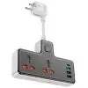 Сетевой фильтр питания HOCO AC12A, 2 роз, 3 USB. USB-C, 30W, 1м, Black (AC12AB)