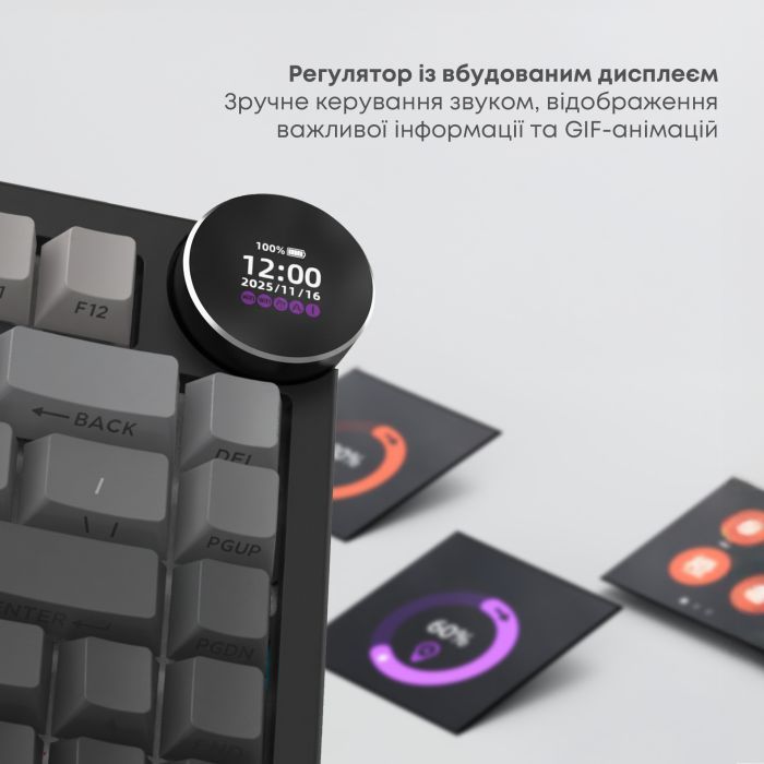 Клавіатура Ajazz AK820 V2 White Peach Switch Wireless/Bluetooth/USB UA Black/Gray (AK820-V2-WP-S-BG) зображення 11