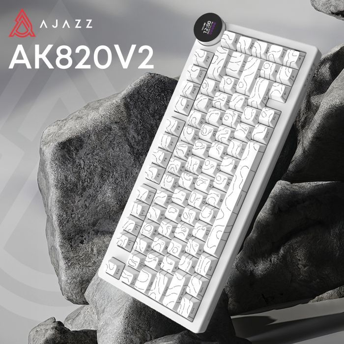 Клавіатура Ajazz AK820 V2 White Peach Switch Wireless/Bluetooth/USB UA Black/Gray (AK820-V2-WP-S-BG) зображення 5