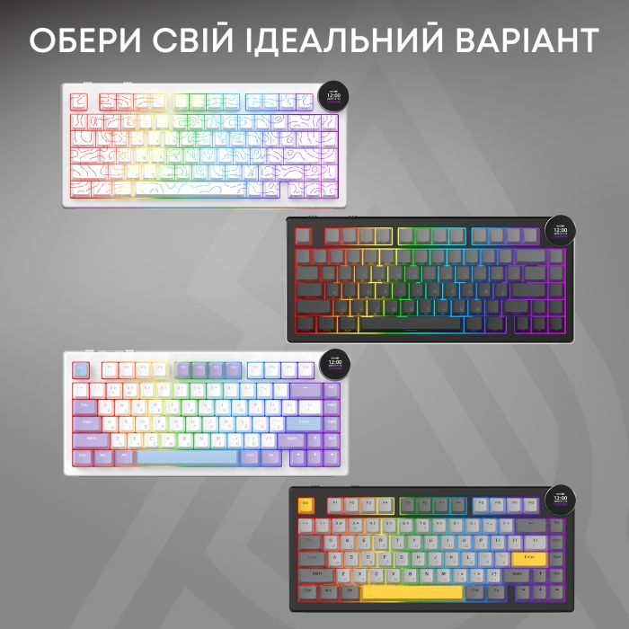 Клавіатура Ajazz AK820 V2 White Peach Switch Wireless/Bluetooth/USB UA Black/Gray (AK820-V2-WP-S-BG) зображення 6