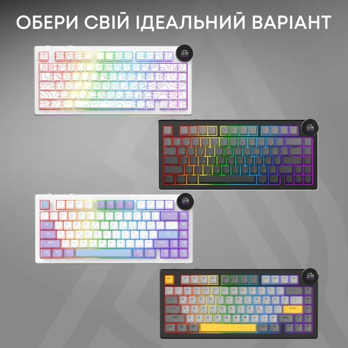 Клавіатура Ajazz AK820 V2 White Peach Switch Wireless/Bluetooth/USB UA White (AK820-V2-WP-S-W) зображення 6