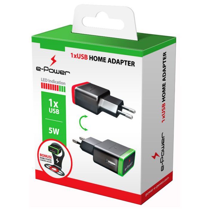 Зарядное устройство E-power 1 * USB 1A + holder (EP401HA)