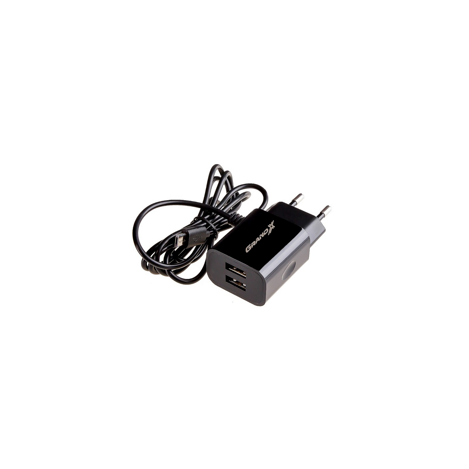 Зарядний пристрій Grand-X 5V 2,1A 2USB + micro USB Black (CH-35B) зображення 2