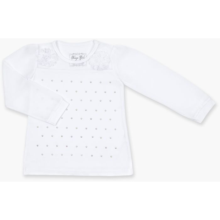 Кофта дитяча Breeze з шифоновими рукавами і стразами (8840-92G-white)