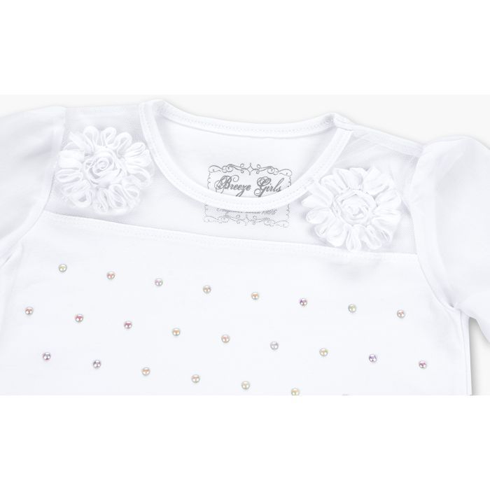 Кофта дитяча Breeze з шифоновими рукавами і стразами (8840-92G-white) зображення 3