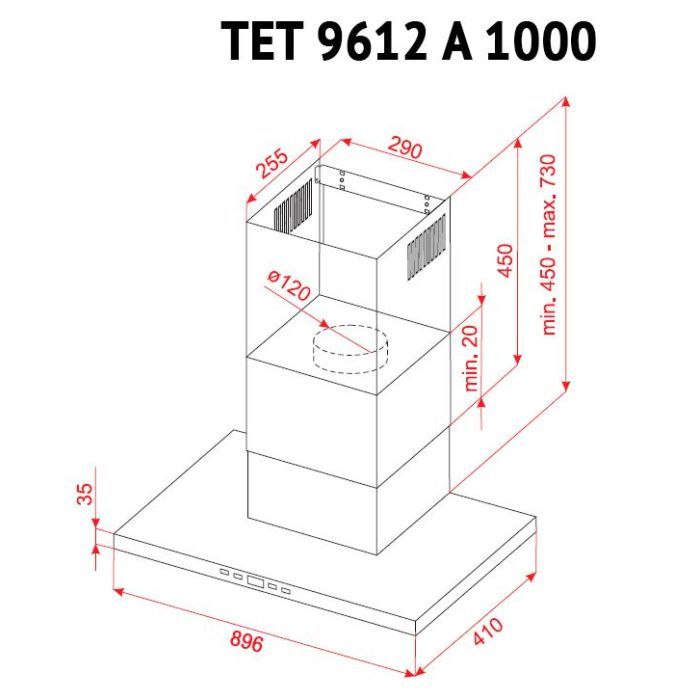 Вытяжка кухонная Perfelli TET 9612 A 1000 I LED изображение 9