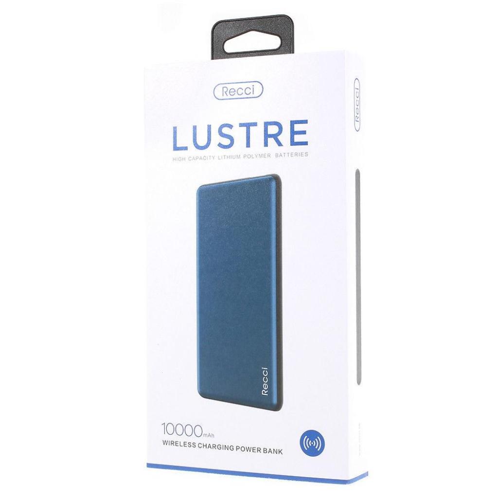 Батарея універсальна Recci Lustre 10000mAh blue с беспроводной зарядкой (378876) зображення 4