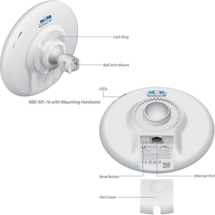 Точка доступу Wi-Fi Ubiquiti NBE-M5-16 зображення 2