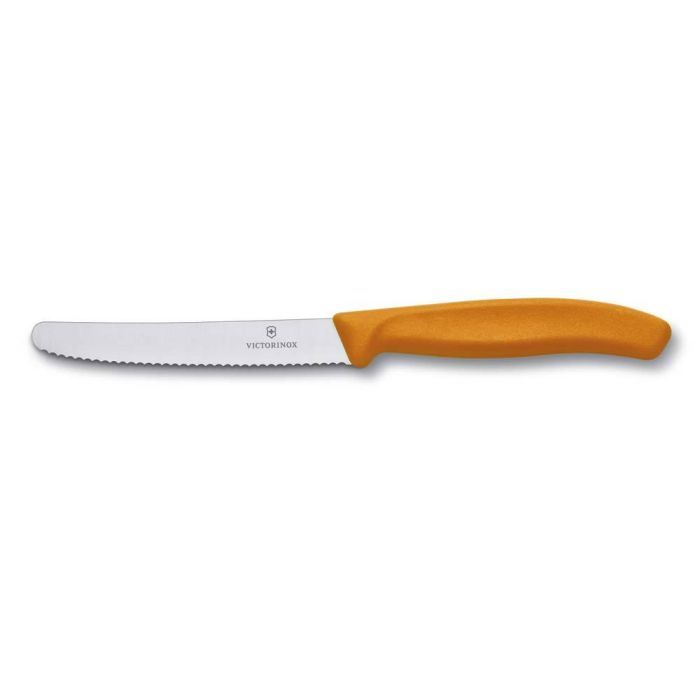 Кухонный нож Victorinox SwissClassic для овощей 11 см, волнистое лезвие, оранжевый (6.7836.L119)