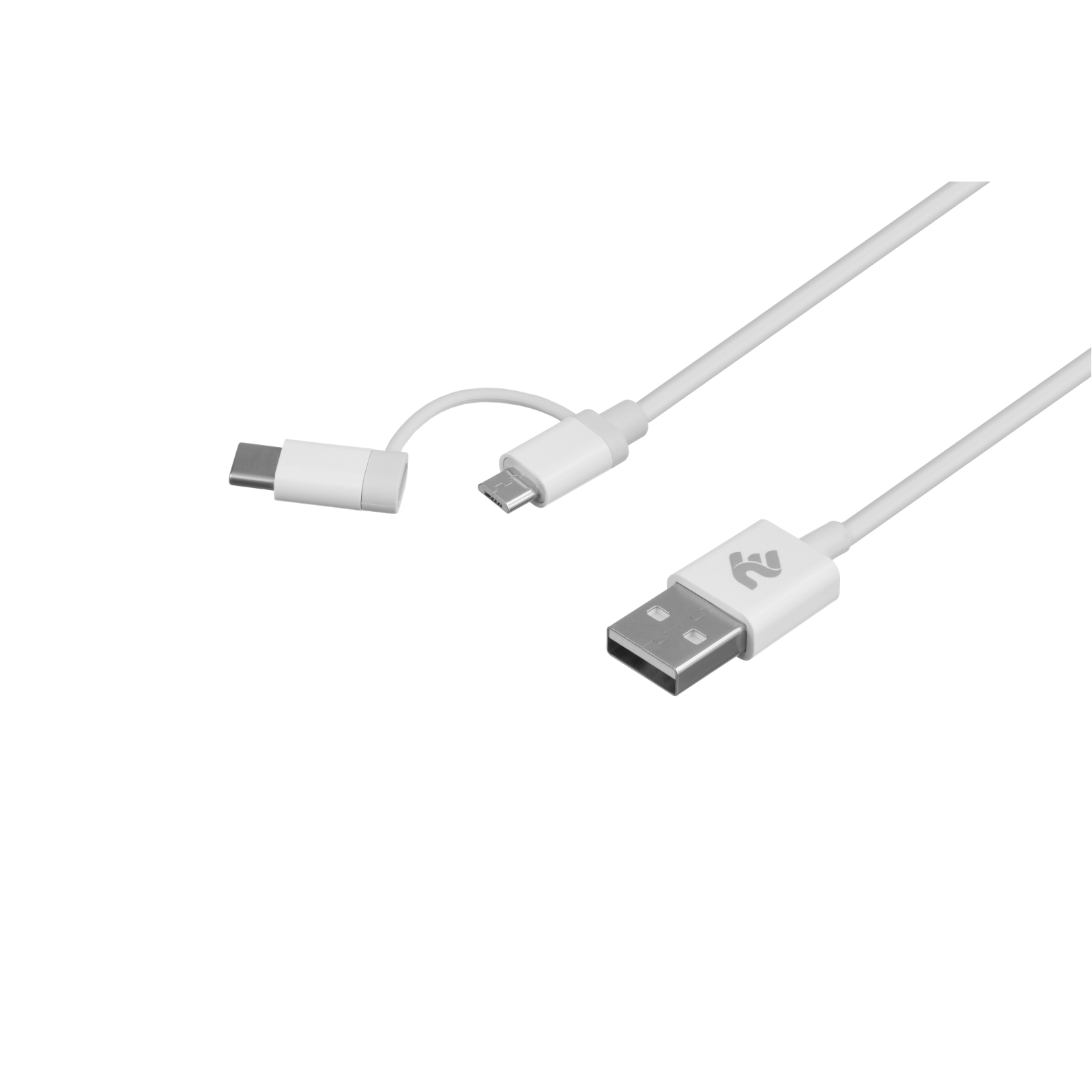 Дата кабель USB 2.0 AM to Micro 5P + Type-C 1.0m 5V/2.4A, White 2E (2E-CCMTAB-WT) изображение 2