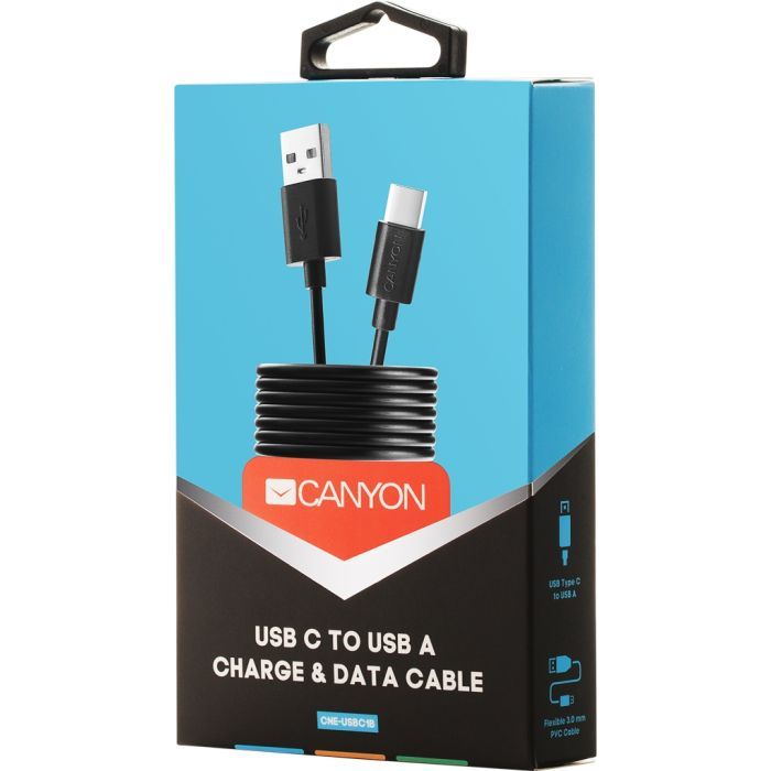 Дата кабель USB 2.0 AM to USB-C 1.0m black Canyon (CNE-USBC1B) зображення 2