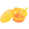 Набор детской посуды Baby Team Тарелка на присоске с крышкой и ложкой, 290мл (6002_желто-оранжевая)