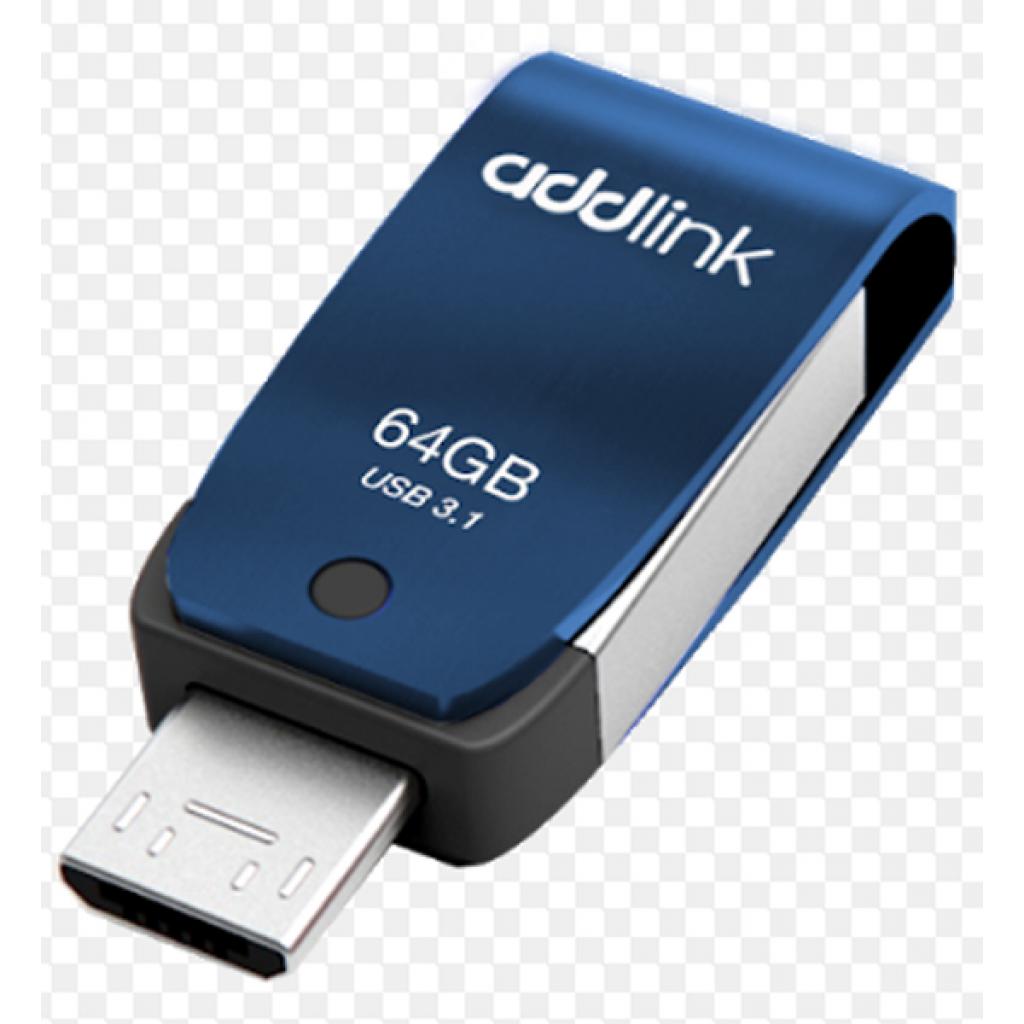 USB флеш накопичувач AddLink 64GB T55 Blue USB 3.1/Micro USB (ad64GBT55B3) зображення 2