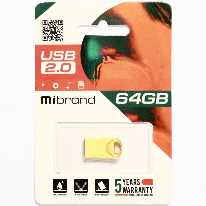 USB флеш накопитель Mibrand 64GB Hawk Gold USB 2.0 (MI2.0/HA64M1G) изображение 2