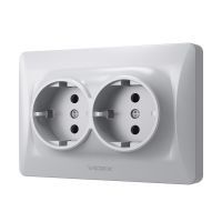 Розетка Videx BINERA 2ая с заземлением серебр (VF-BNSK2G-SS) изображение 2