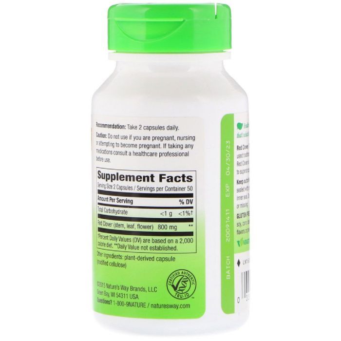 Травы Nature's Way Красный Клевер, Red Clover, 400 мг, 100 Вегетарианских Капс (NWY-16000) изображение 2