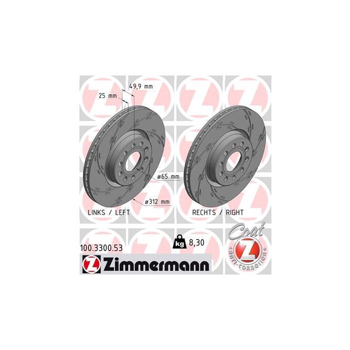 Тормозной диск ZIMMERMANN 100.3300.53