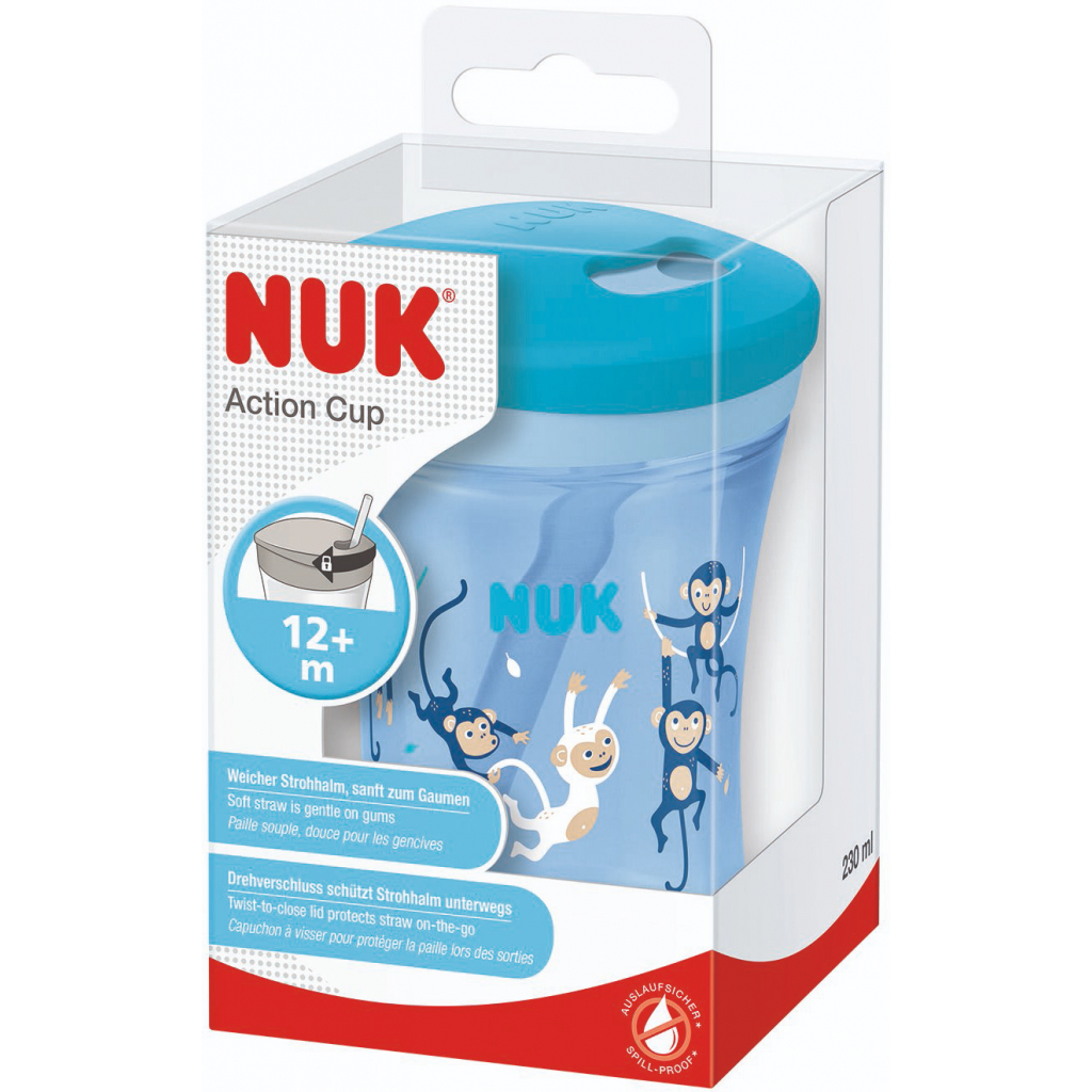 Поїльник-непроливайка Nuk Evolution Action Cup 230 мл Блакитний (3952382) зображення 2
