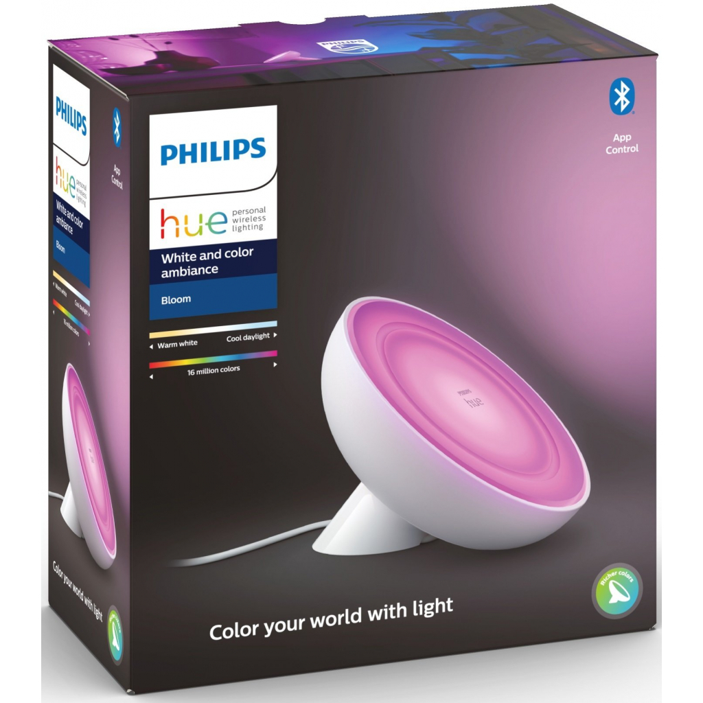 Настільна лампа Philips Hue Bloom, Color, BT, DIM, біла (929002375901) зображення 9