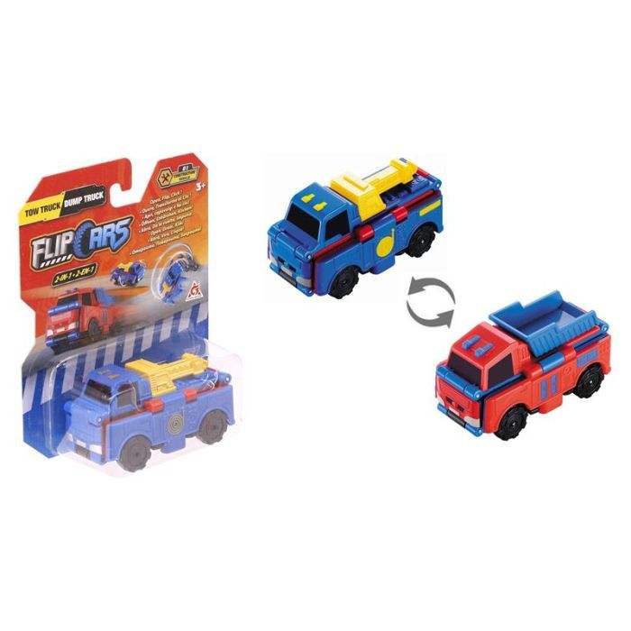 Масштабная модель автомобиля Flip Cars 2 в 1 Кран и Самосвал (EU463875-01)