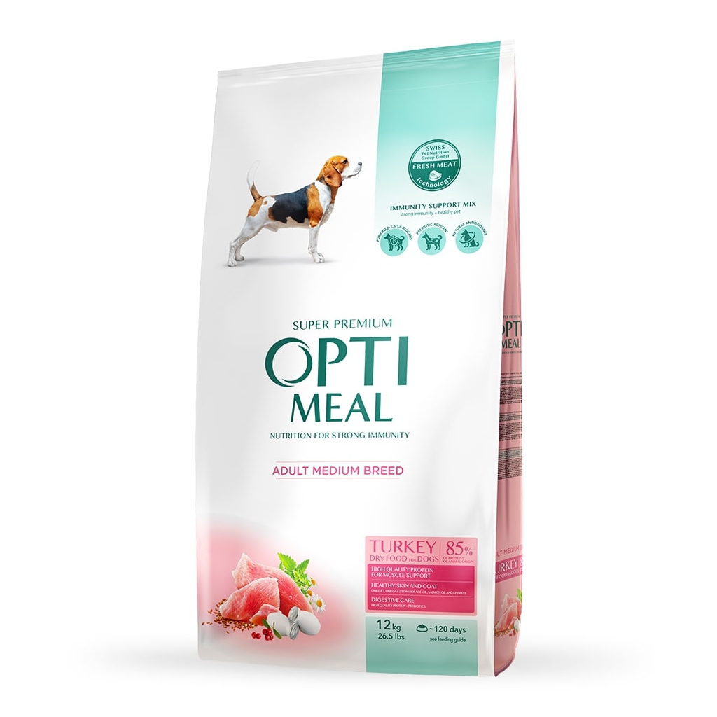 Сухой корм для собак Optimeal для середніх порід зі смаком індички 12 кг (4820083905506)