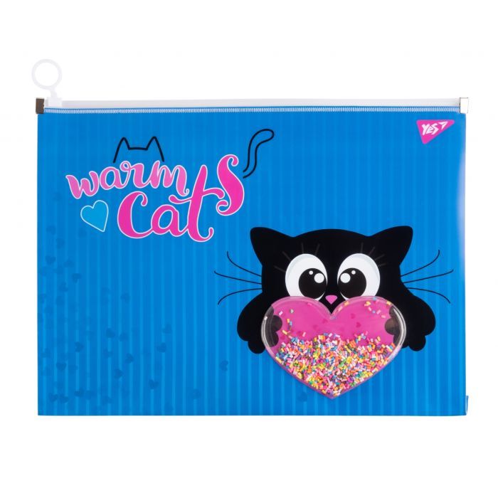 Папка - конверт Yes на молнии A4 Meow с бабл (491750)