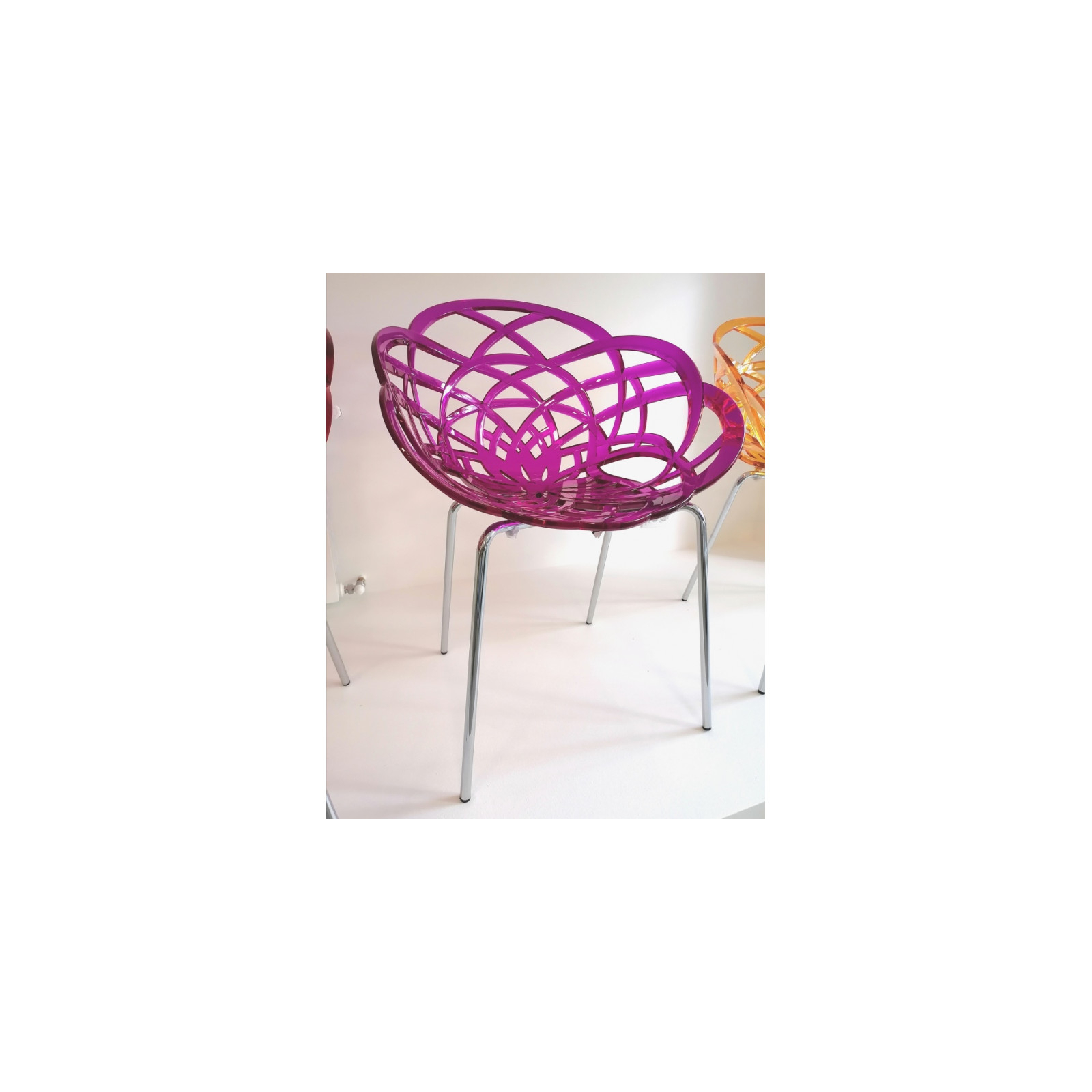Кухонний стілець PAPATYA flora ml сидіння прозоро-пурпурове, колір 28, хромовані ніжк (2960) зображення 2