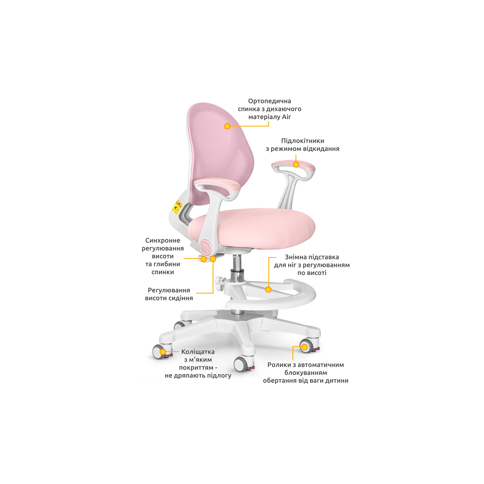 Дитяче крісло Evo-kids Mio Air Pink (Y-307 KP) зображення 4