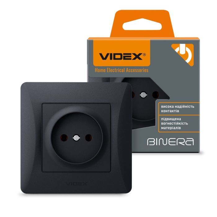 Розетка Videx BINERA 1ая черн (VF-BNSK1-BG) изображение 4