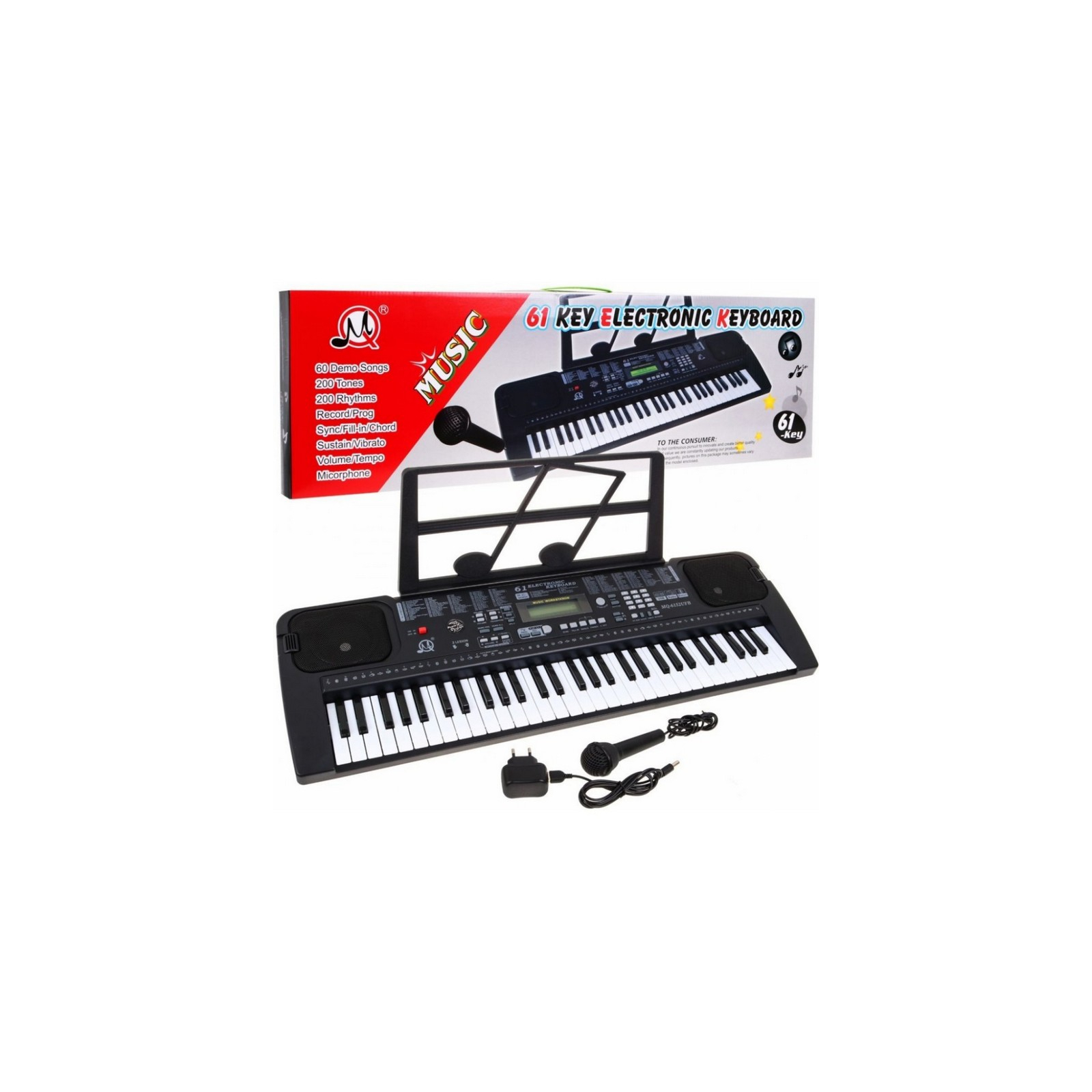 Музыкальная игрушка MQ Синтезатор с микрофоном, 61 клавиша (MQ6152)