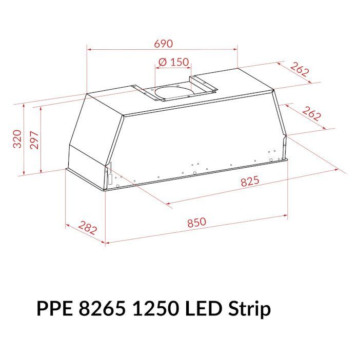 Витяжка кухонна Weilor PPE 8265 SS 1250 LED Strip зображення 11