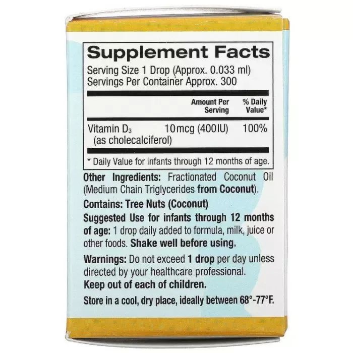 Вітамін California Gold Nutrition Дитячий вітамін D3 400 МО, Baby Vitamin D3 Liquid, 10 мл (CGN-01034) зображення 2