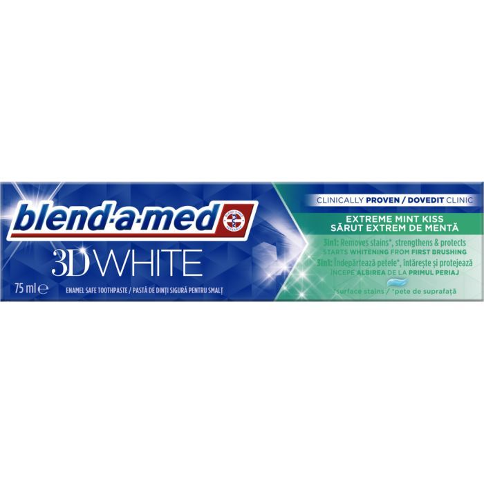 Зубная паста Blend-a-med 3D White Экстремальный мятный поцелуй 75 мл (8006540792162) изображение 2