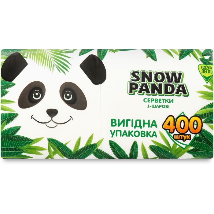 Салфетки столовые Сніжна Панда однослойные белые 24x24 см 400 шт. (4823019011050)