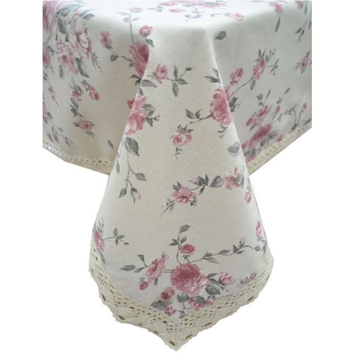Скатертина Прованс Bella Троянда з мереживом 134х300 см (4823093416444)