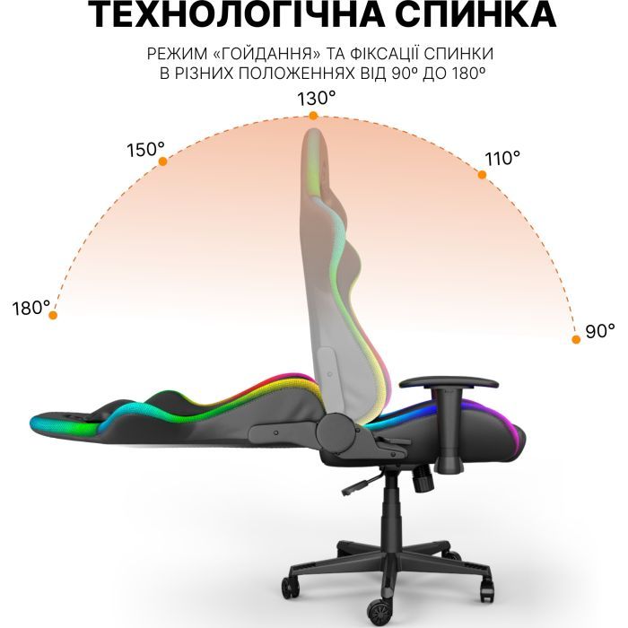 Кресло игровое GamePro Hero RGB Black (GC-700-Black) изображение 9