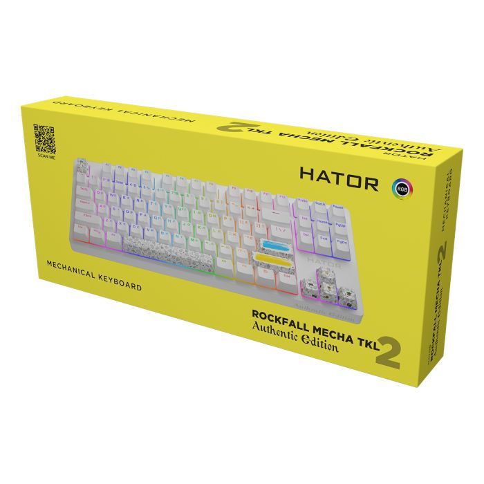 Клавиатура Hator Rockfall 2 Mecha TKL Authentic Edition Aurum Milky Way Silent USB White (HTK-531) изображение 6