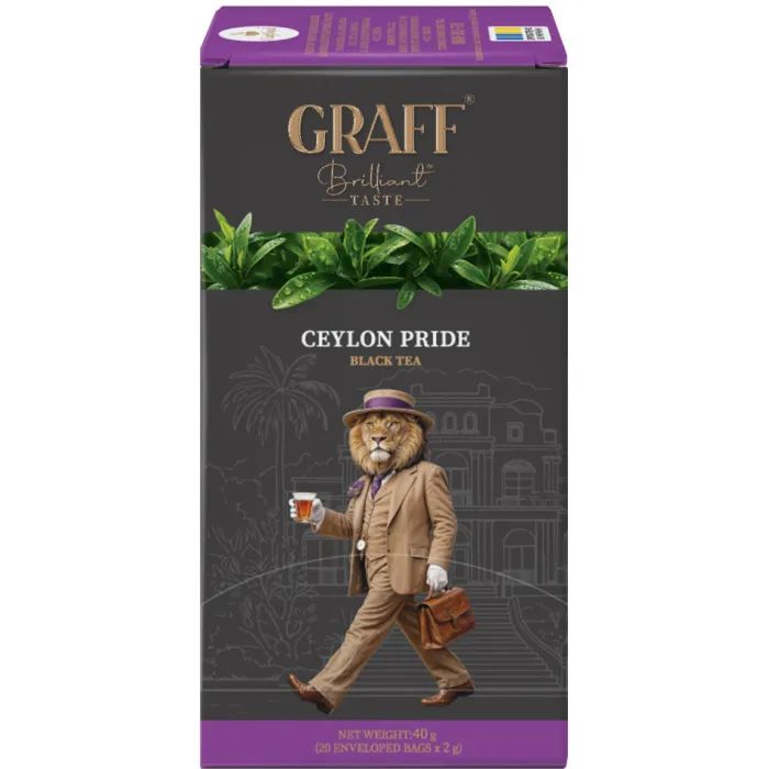 Чай Graff Ceylon pride Чорний Байховий 20 пакетиків х 2 г (4820279610450)