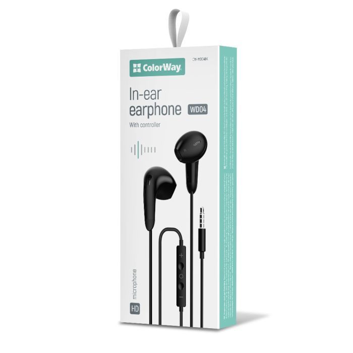 Навушники ColorWay 3.5 mm Wired Earphone Sound Wave Black (CW-WD04BK) зображення 2