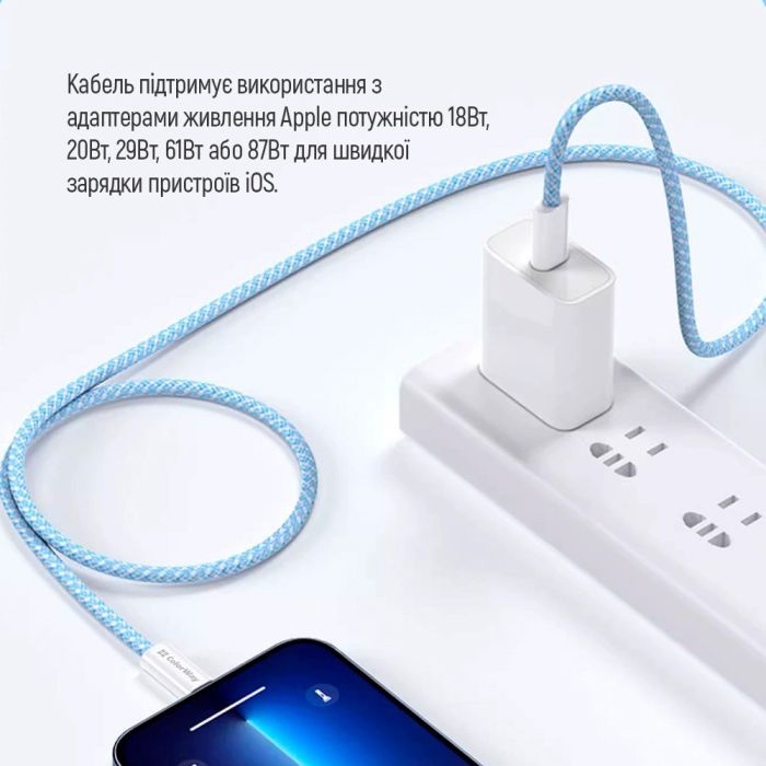 Дата кабель USB-C to Lightning 1.0m 27W pink ColorWay (CW-CBPDCL061-P) зображення 11