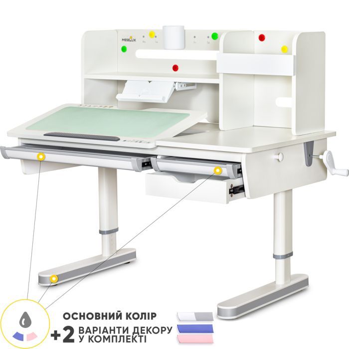 Парта Mealux Montreal 2 WG (BD-670-2 WG с полкой) изображение 2