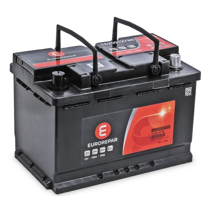 Акумулятор автомобільний EUROREPAR AGM Stop & Start 70Ah 760A R+ (1620012780)
