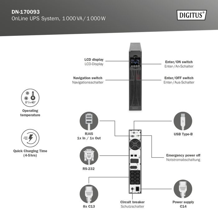 Источник бесперебойного питания Digitus 1000VA DN-170093 (DN-170093) изображение 9