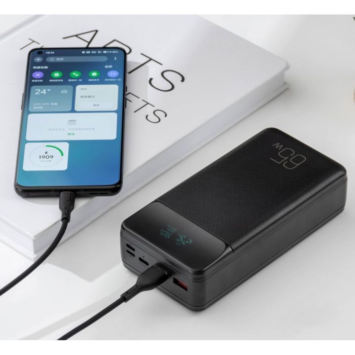 Батарея универсальная XO 30000mAh, PD/65W for laptop, QC/22.5W, black (PR201_Black) изображение 3