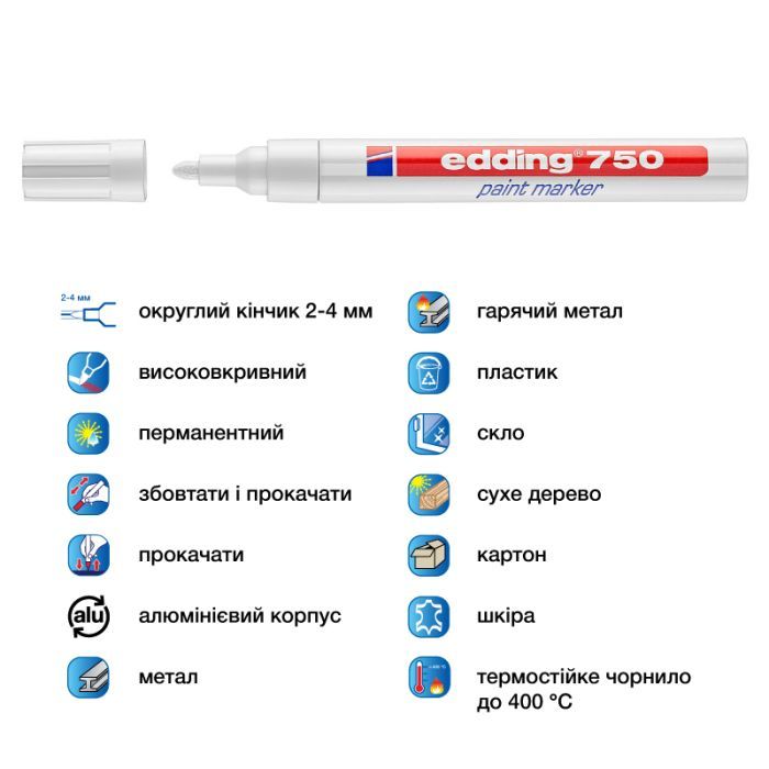 Маркер Edding Paint 2-4 мм круглый зеленый (e-750/04) изображение 4