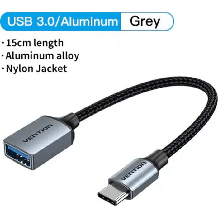 Перехідник USB 3.0 Type-C to USB AF (OTG) 0.15m Aluminum Alloy Vention (CCXHB) зображення 2